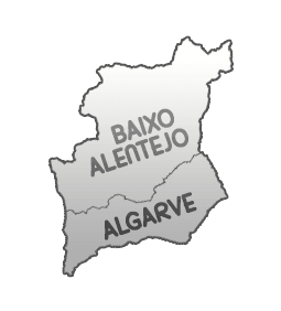 Mapa simbólico da região do Baixo Alentejo e Algarve